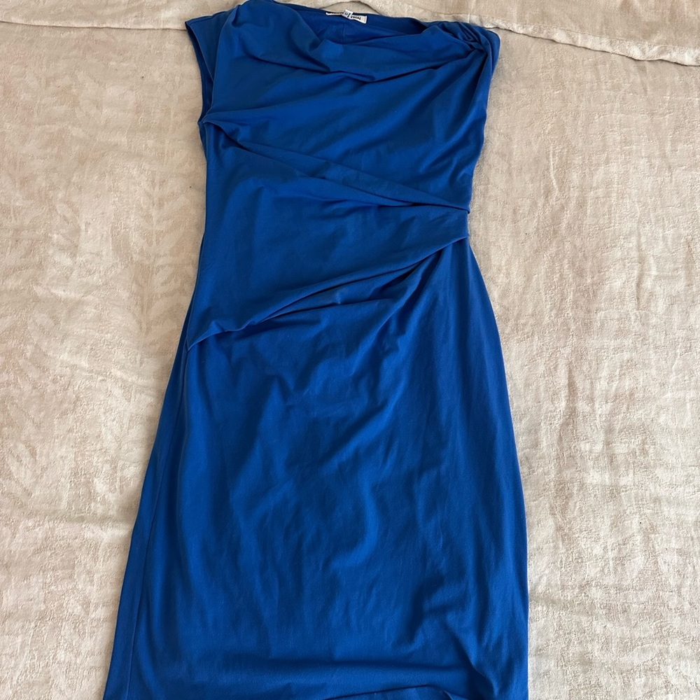 Elegant Blue Draped Women’s Dress